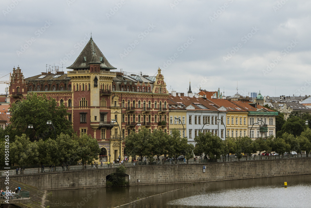 View on the promenade of Prague. Czech Republic