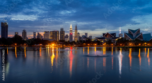 Panorama view of Kuala Lumpur skyline in the morning at Titiwangsa Park © sarunchana