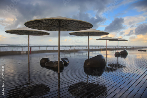 Winter scene, in the Tel-Aviv Port compound, Israel. photo