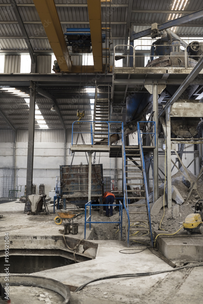 Disrty factory stairs stairs leading to an industrial concrete mixer Disrty factory stairs stairs leading to an industrial concrete mixer