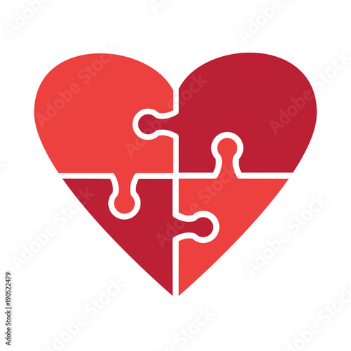 Red heart puzzle icon. Vector illustration