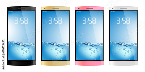 スマートフォン4色カラバリのイラスト