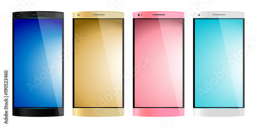 スマートフォン4色カラバリのイラスト