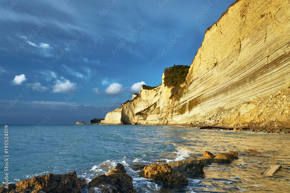 cliff of the island of Corfu in Greece.