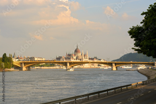 Danube riverside road, Margaret bridge, Parliament building, Budapest
