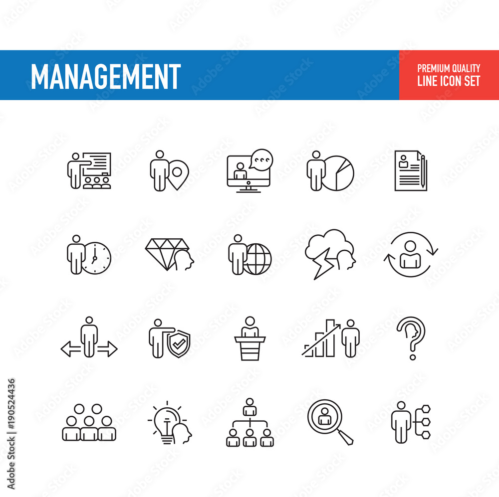 Fototapeta premium Management Line Icon