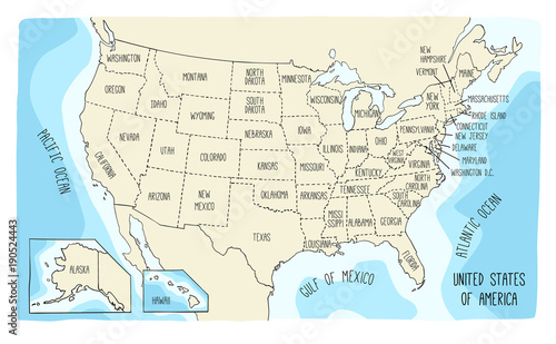 Vector illustration map of the USA