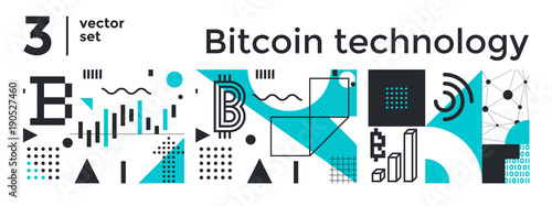 Vector set abstract background bitcoin technology
