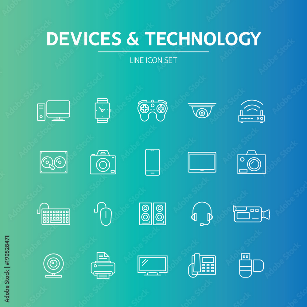 Devices Technology Line Icon Devices Technology Line Icon