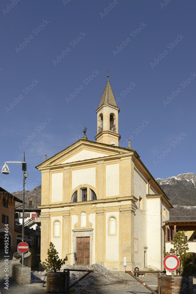 church facade, Chiesa in Valmalenco, Italy