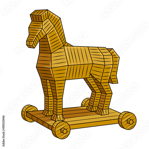 Trojan horse pop art vector illustration