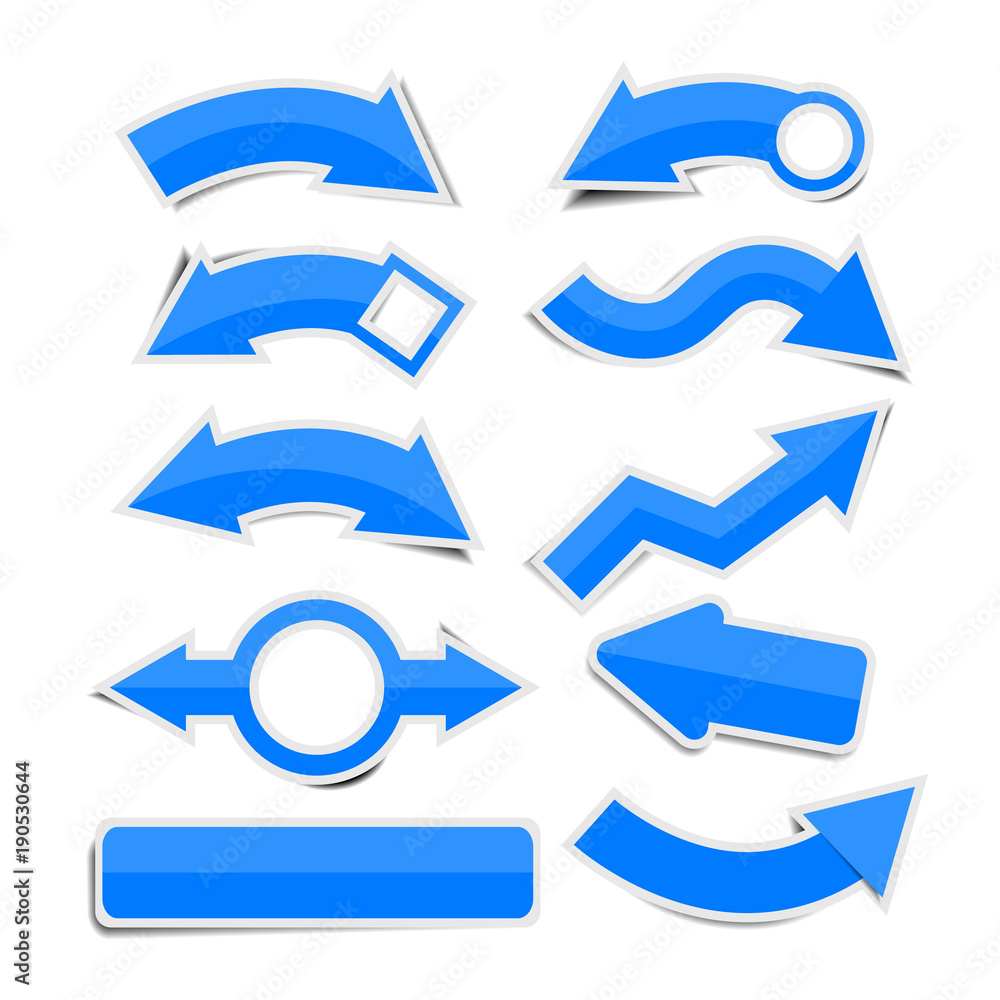 Blue paper arrow stickers with shadows Blue paper arrow stickers with shadows