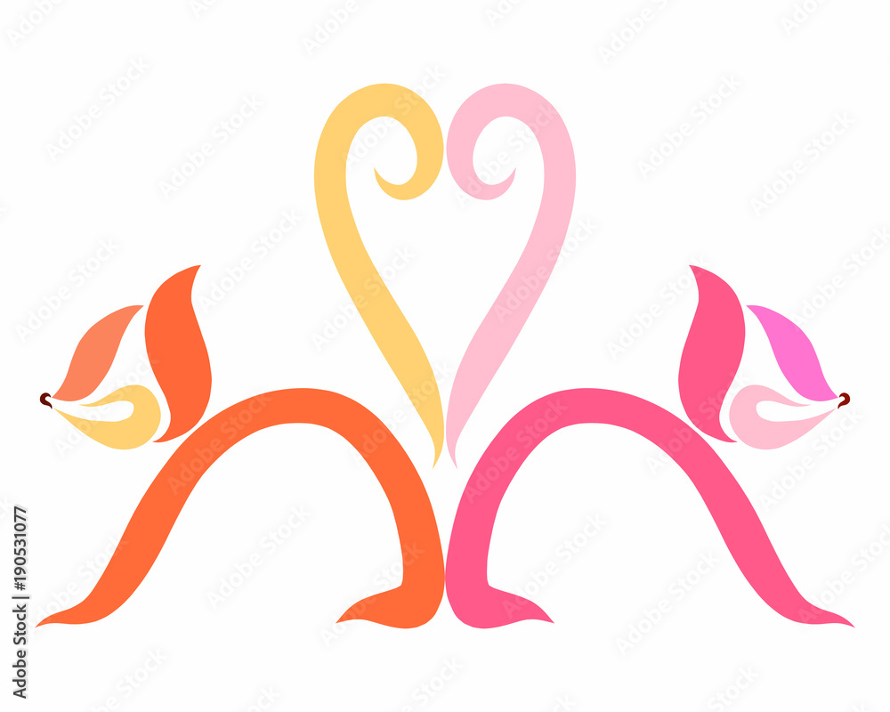 Obraz premium Abstract cats and heart of tails