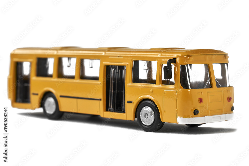 Model of old soviet bus isolated on white