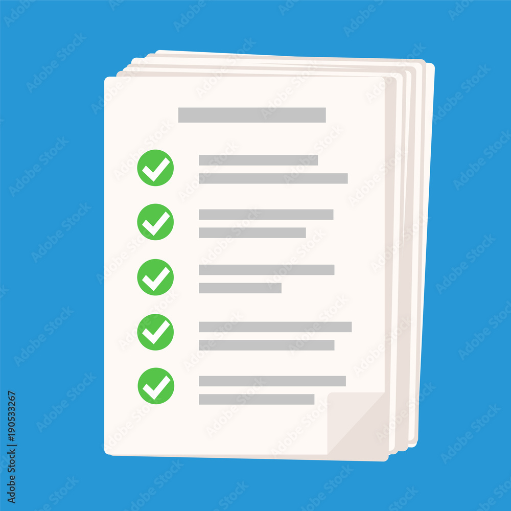 Checklist icon on blue background. Flat illustration for web, stock vector design Checklist icon on blue background. Flat illustration for web, stock vector design