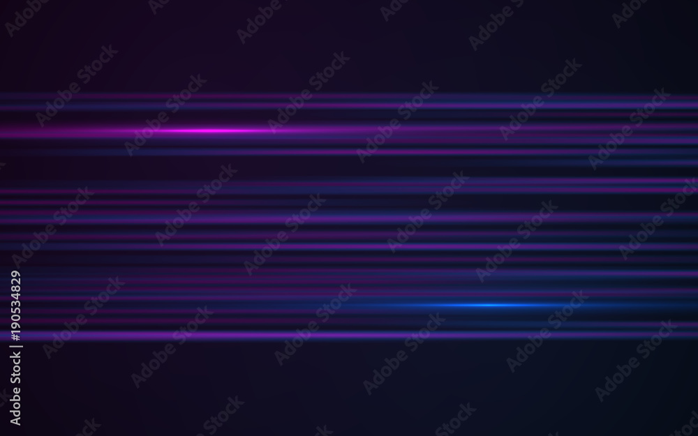 Abstract blue laser streak light on black background.