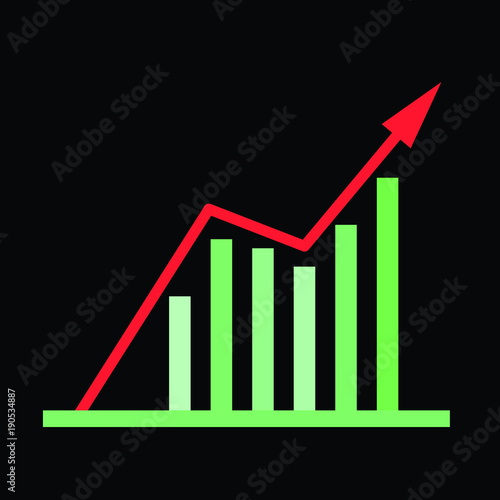Up-trending business graph. Green on black