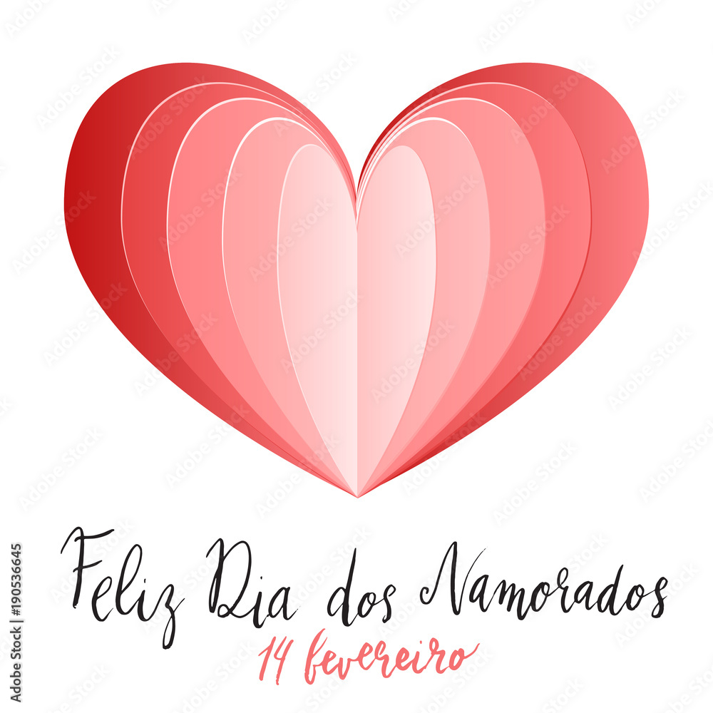 Feliz Dia dos Namorados Happy Valentines/Emanored day hand written brush  lettering with dry brush drawn heart design. vector de Stock