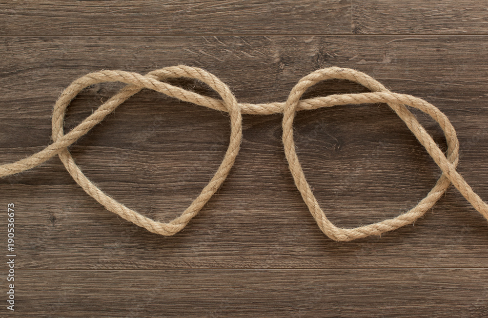 Two heart ropes connected to a knot Two heart ropes connected to a knot
