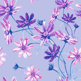 Seamless background pattern of flowers of cosmos.