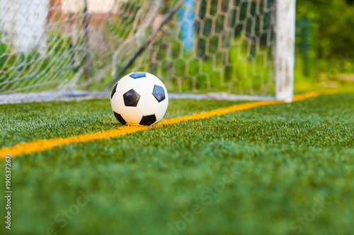 Soccer ball on artificial grass © oksix
