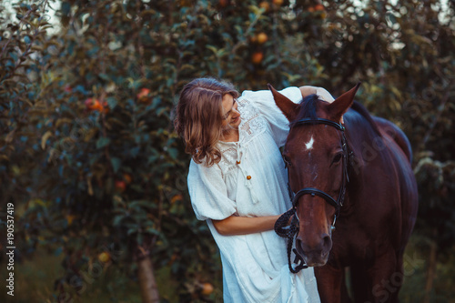 Woman and horse © oksix