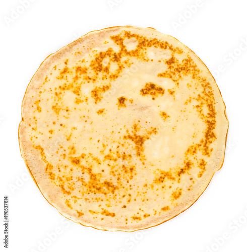 Obraz na płótnie homemade russian pancake isolated on white background, close-up, top view w salonie