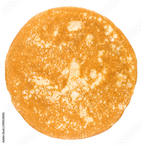 Obraz na płótnie homemade russian pancake isolated on white background, close-up, top view w salonie