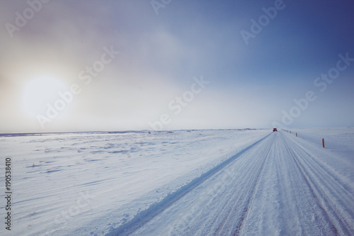 Iceland open road under snow  © Ji