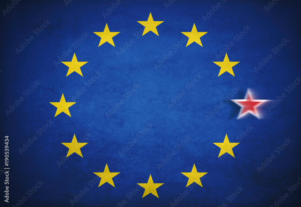 Brexit Concept with Flag and Star Brexit Concept with Flag and Star