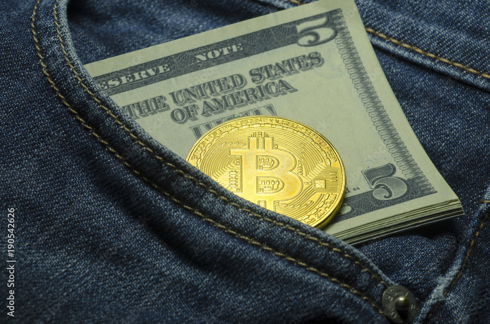 Bit coin in the pocket of jeans Bit coin in the pocket of jeans