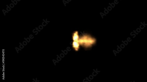 Realistic 4k gun shot muzzle flashes set isolated on black background photo