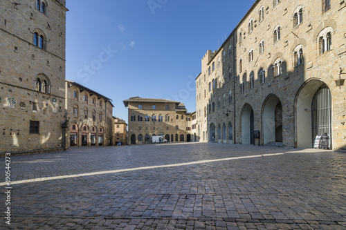 Priori square in a quiet moment of the day, Volterra, Pisa, Tuscany, Italy