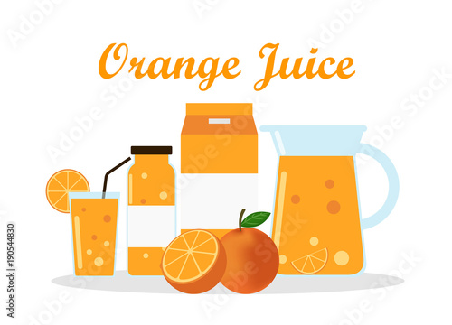 Orange juice with pack template packaging design - vector illustration