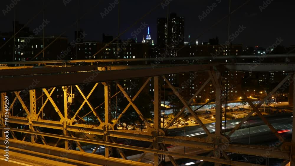 Time-lapse Brooklyn Bridge Empire State night traffic Time-lapse Brooklyn Bridge Empire State night traffic