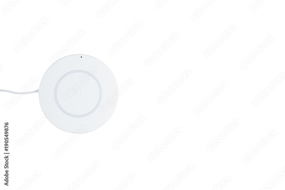White wireless charger for mobile phone on white background or isolated White wireless charger for mobile phone on white background or isolated