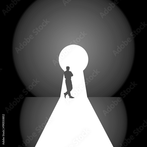 keyhole with man pose silhouette illustration