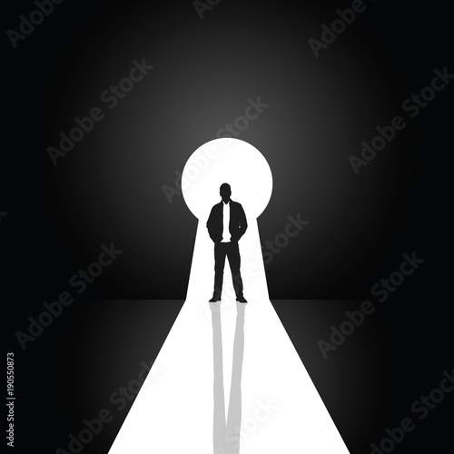 keyhole with man silhouette illustration