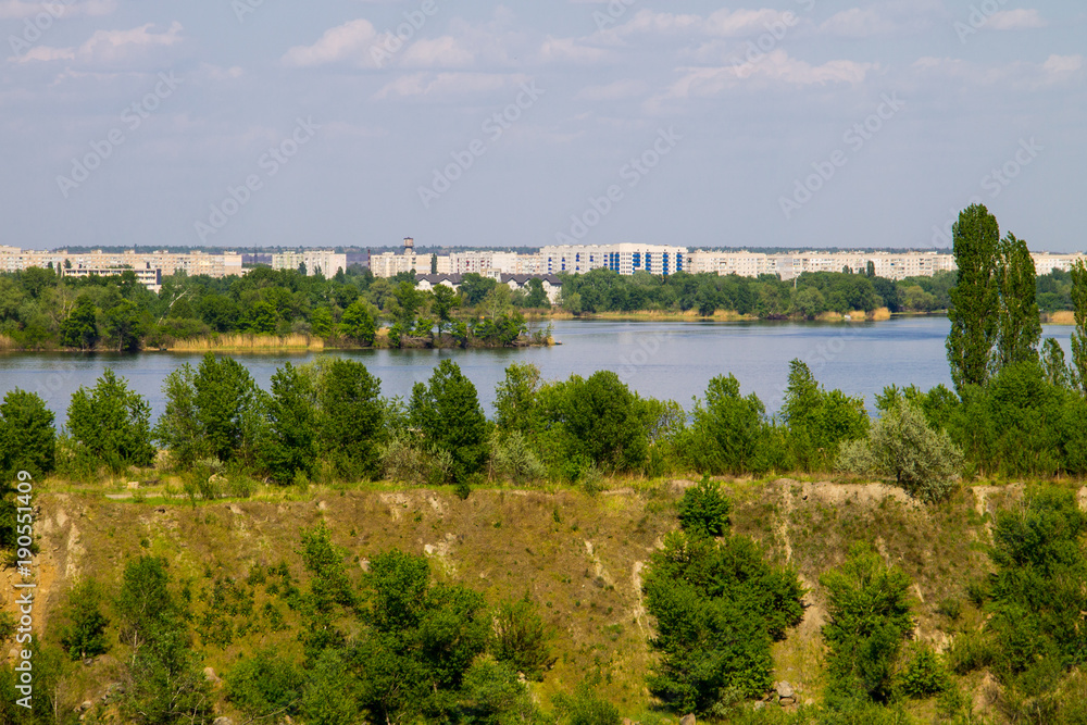 View on the river Dnieper and city Komsomolsk