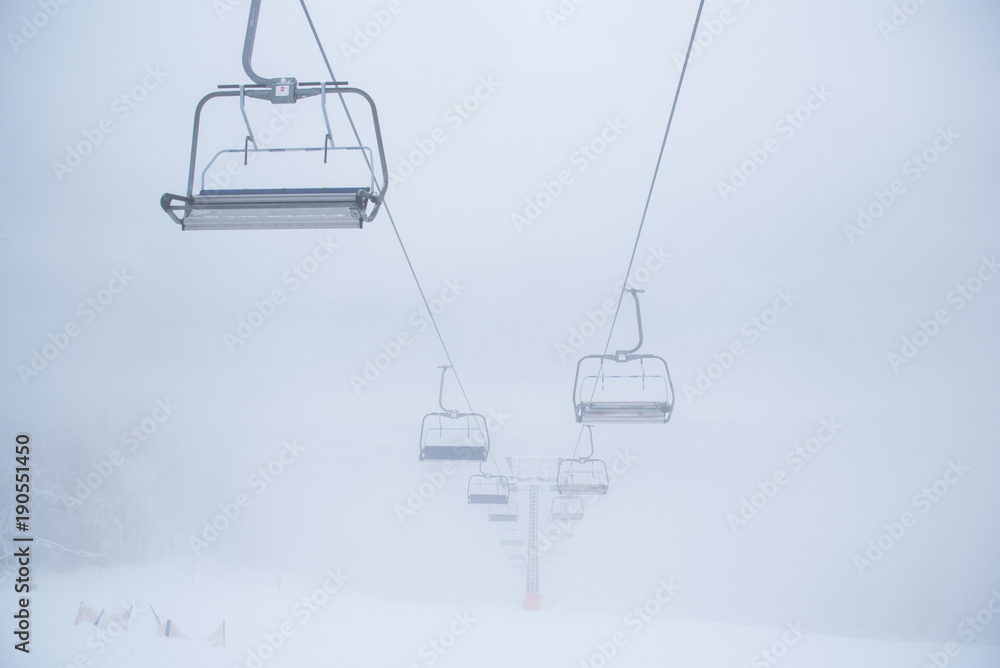 Fototapeta premium Skilift, white background