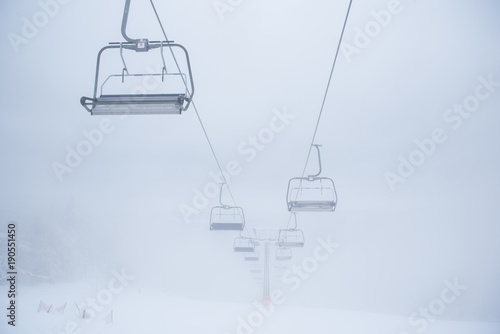 Skilift, white background