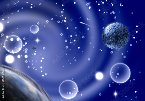 Fototapeta Naklejka Na Ścianę i Meble -  abstract space landscape on a blue background