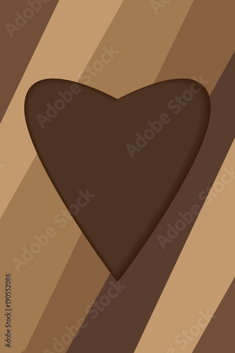 Vector Valentine's day card. Heart cut from paper, striped heart. A declaration of love.