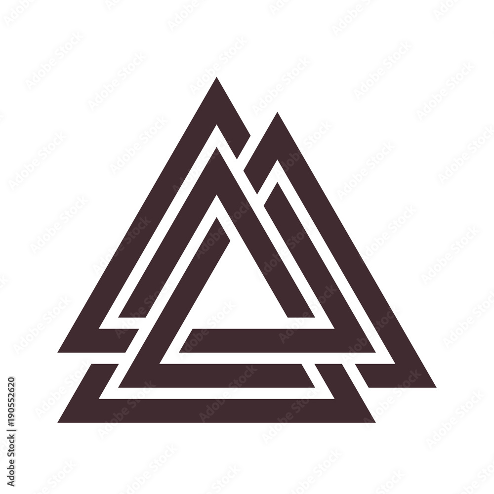 Vector triangle illustration: Valknut, the symbol of Germanic paganism