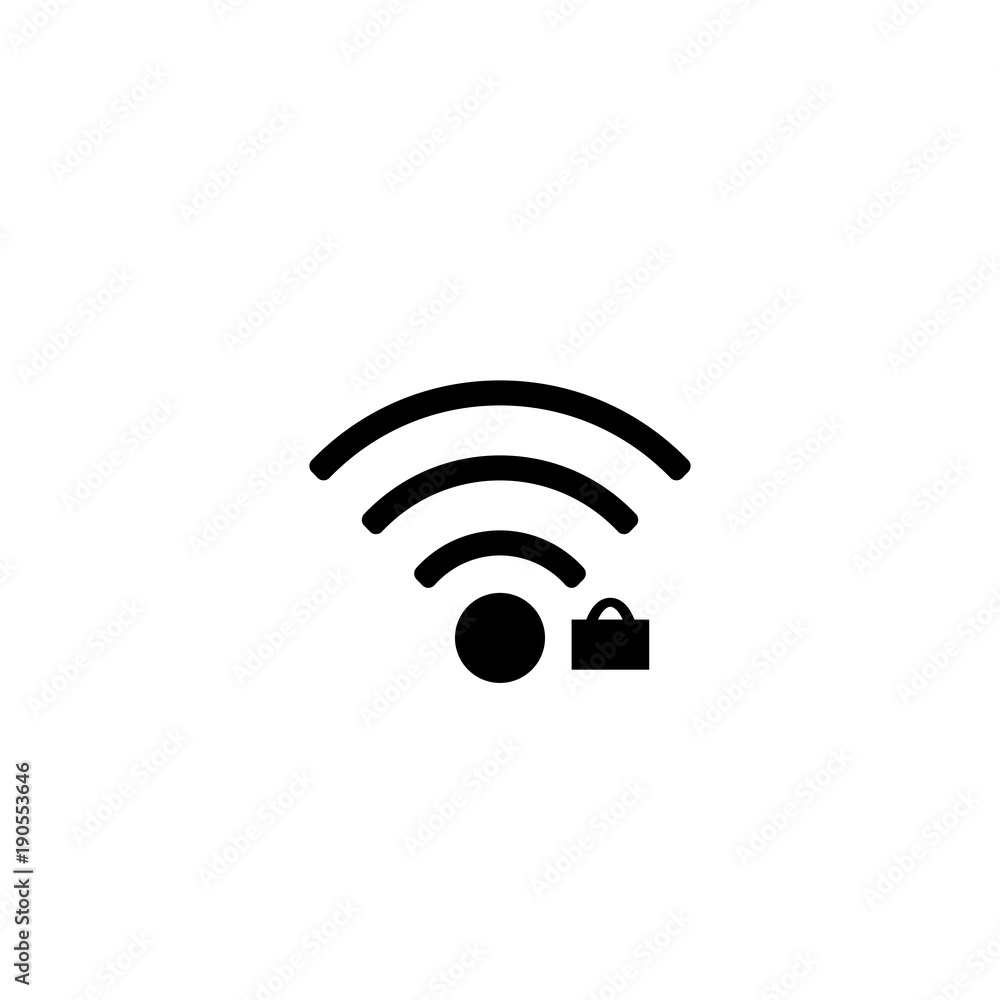 Wi-Fi icon, sign. Vector illustration. Flat design. Locked wifi. Black on white background. Wi-Fi icon, sign. Vector illustration. Flat design. Locked wifi. Black on white background.