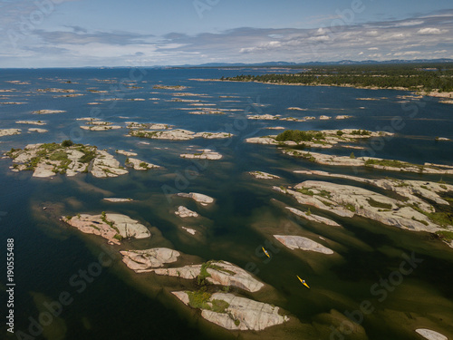 Aerial view of a sea Kayaking trip on the Great Lakes