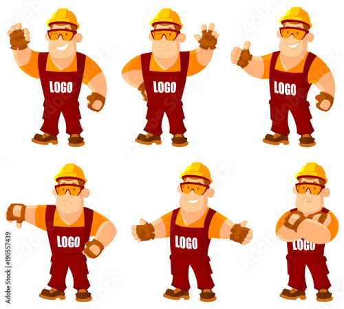 Builders, home workers. A set of images.