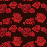  seamless background of red roses on a black background