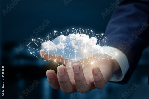 Cloud in the hand of businessman.