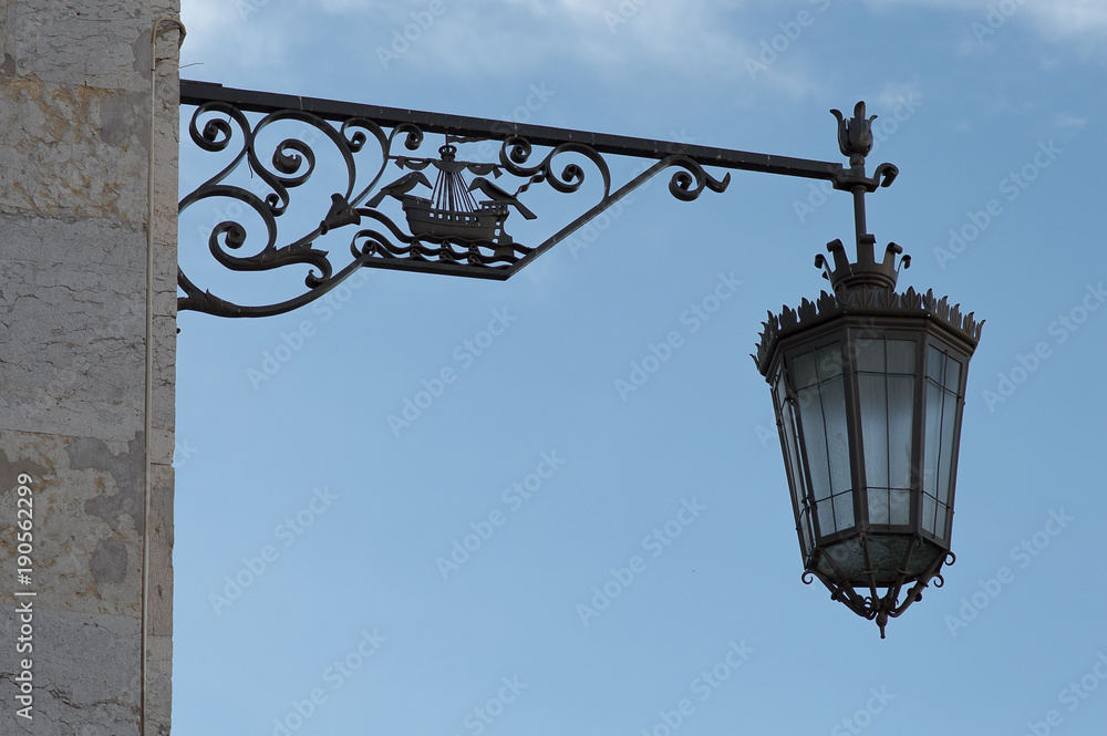 old lamp in lisbona city